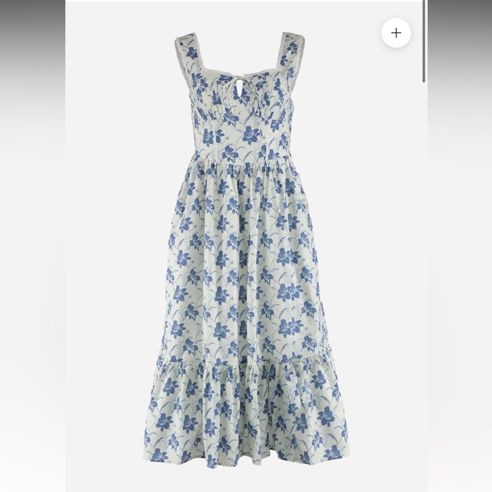 Lace trim tie front midi dress